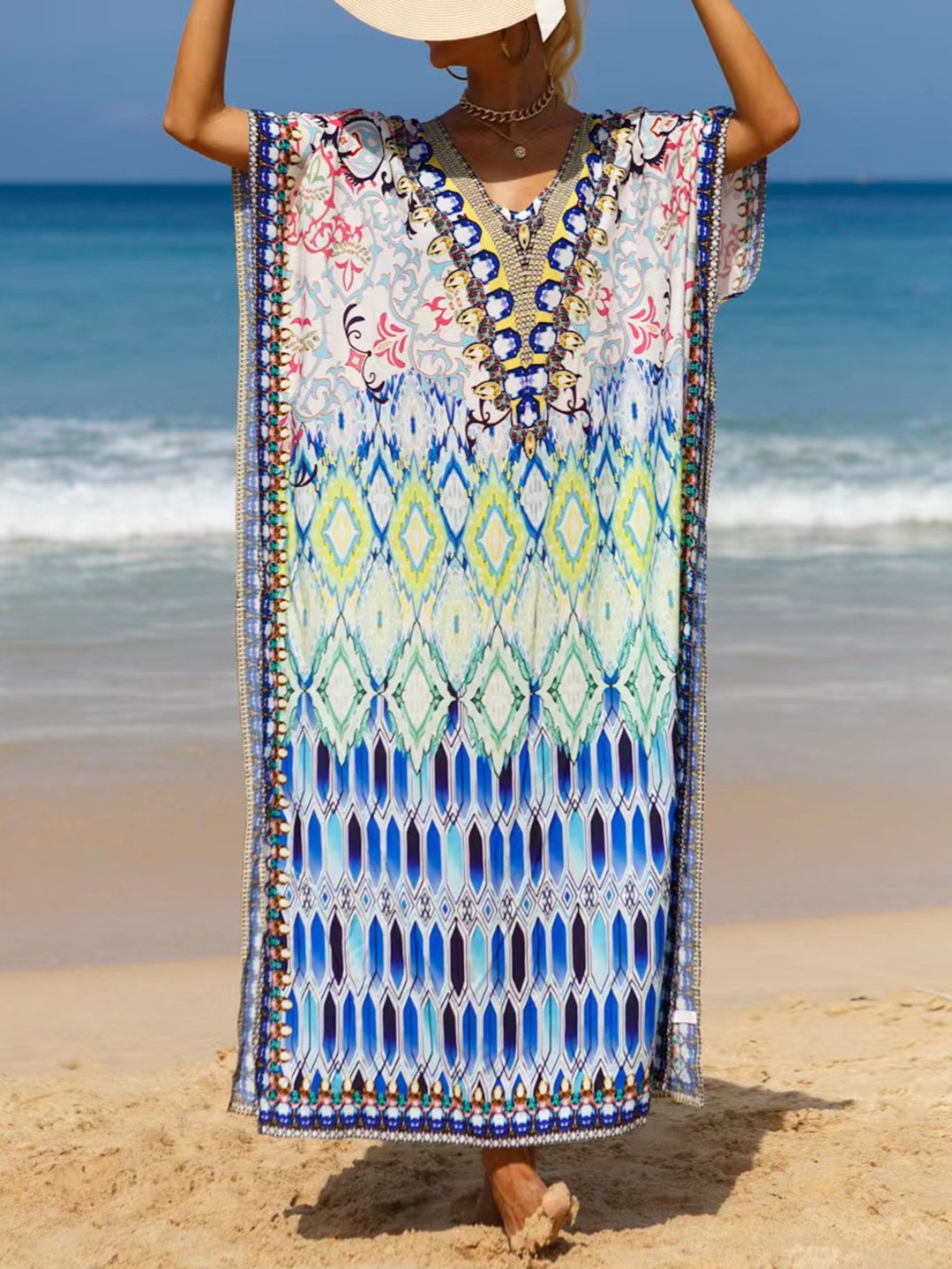 Bohemian Print Maxi Beach Kaftan - Color_14