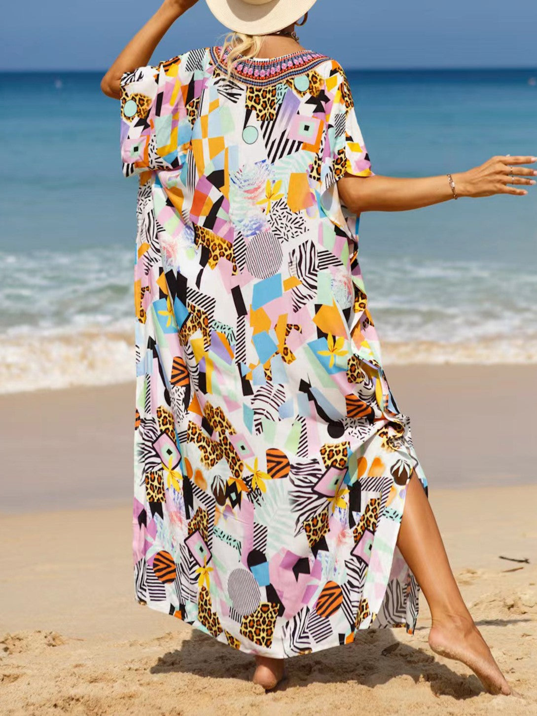 Bohemian Print Maxi Beach Kaftan - Color_16