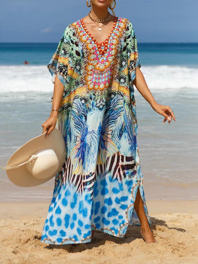 Bohemian Print Maxi Beach Kaftan - Color_19