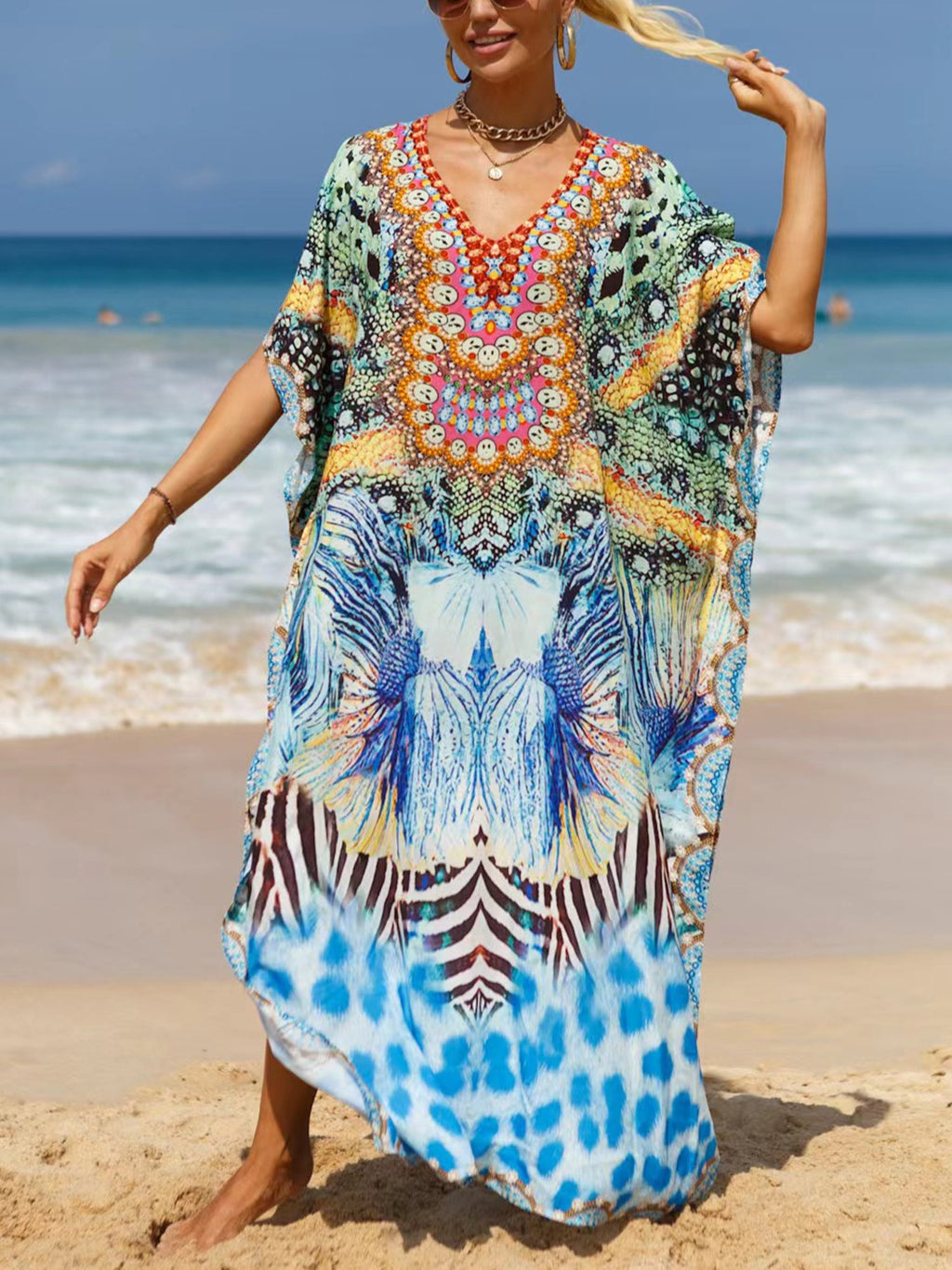 Bohemian Print Maxi Beach Kaftan - Color_19 - 1