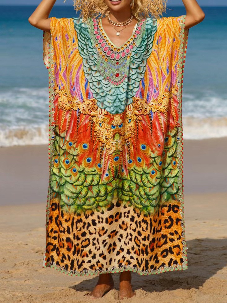 Bohemian Print Maxi Beach Kaftan - Color_4