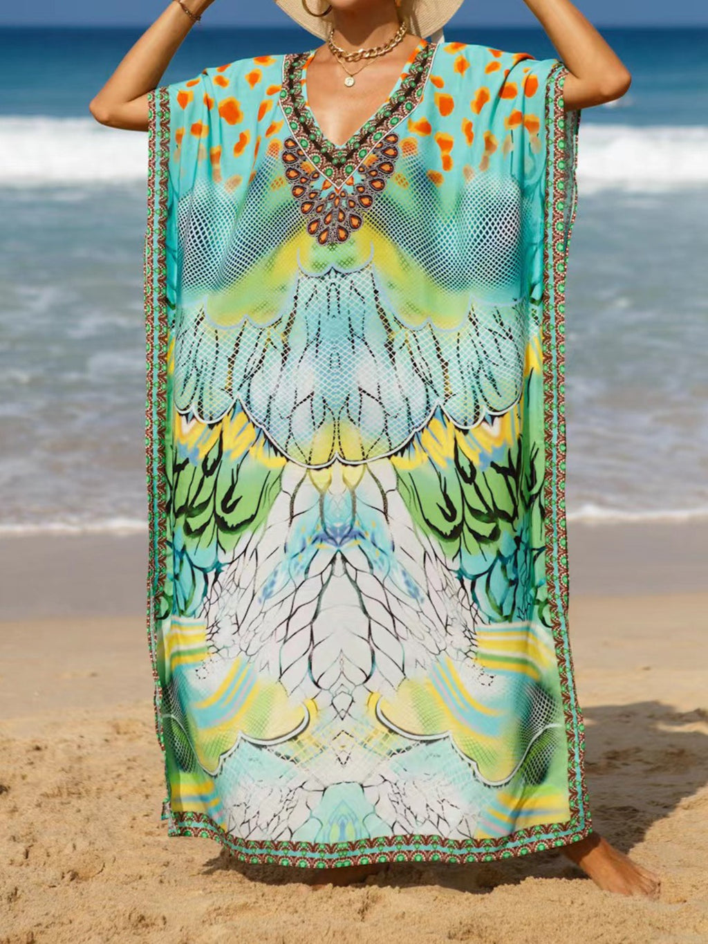 Bohemian Print Maxi Beach Kaftan - Color_6