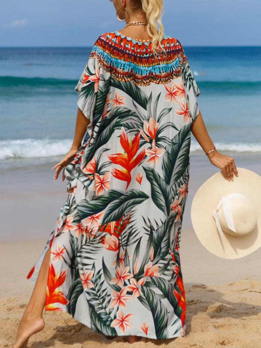 Bohemian Print Maxi Beach Kaftan - Color_8