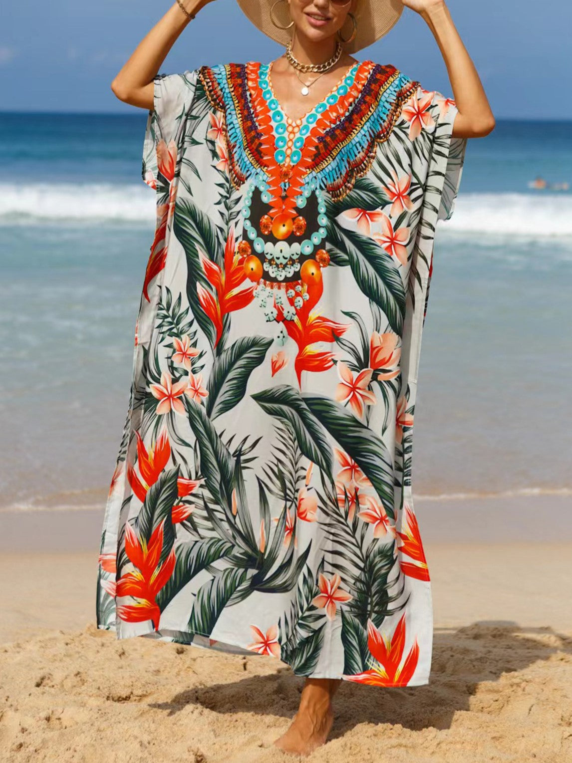 Bohemian Print Maxi Beach Kaftan - Color_8 - 1