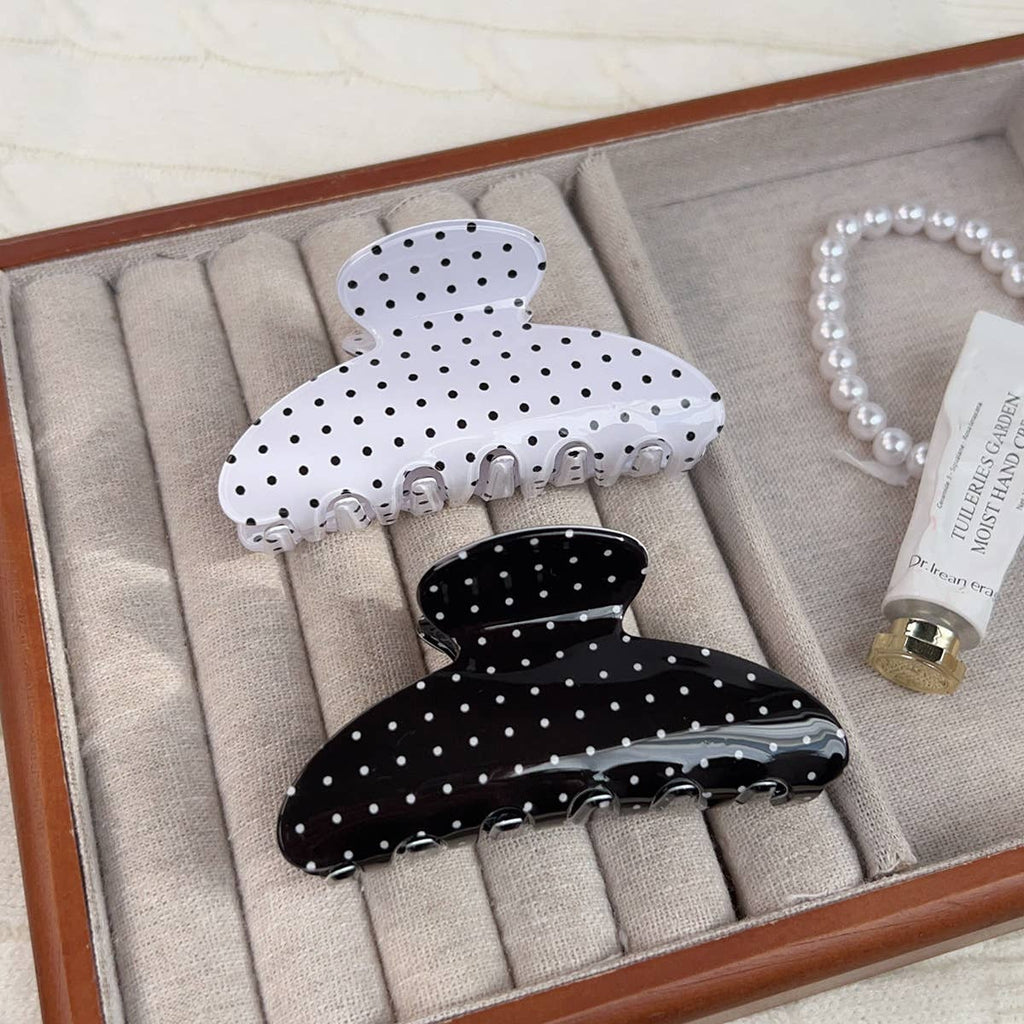 Polka Dot Jaw Clip With Glossy Finish