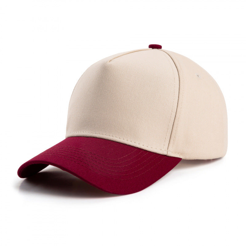Contrast Brim Curved Visor Trucker Hat - DeepRed