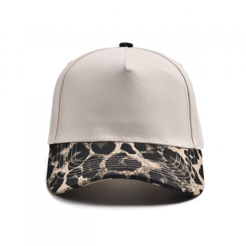 Contrast Brim Curved Visor Trucker Hat - Leopard01