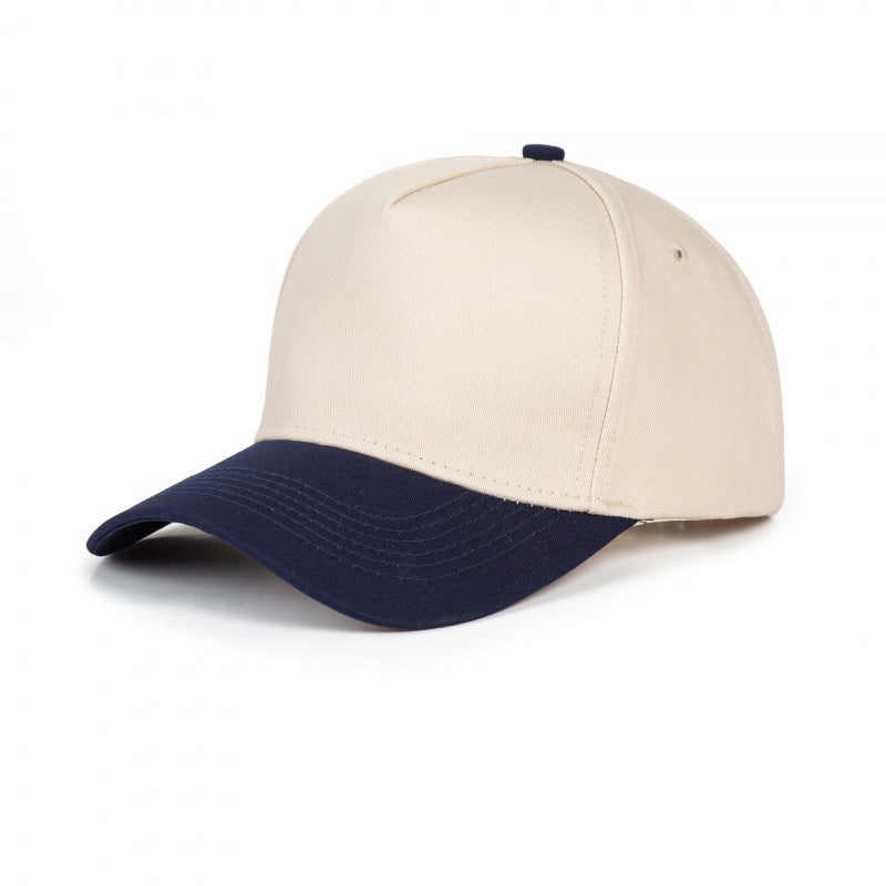 Contrast Brim Curved Visor Trucker Hat - Navy
