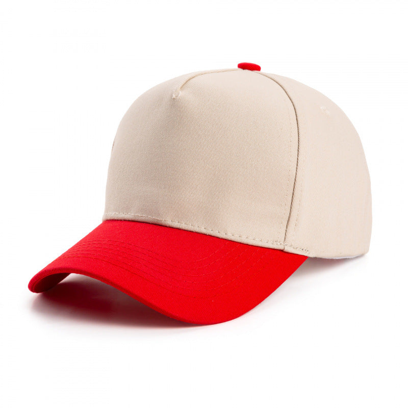 Contrast Brim Curved Visor Trucker Hat - Red