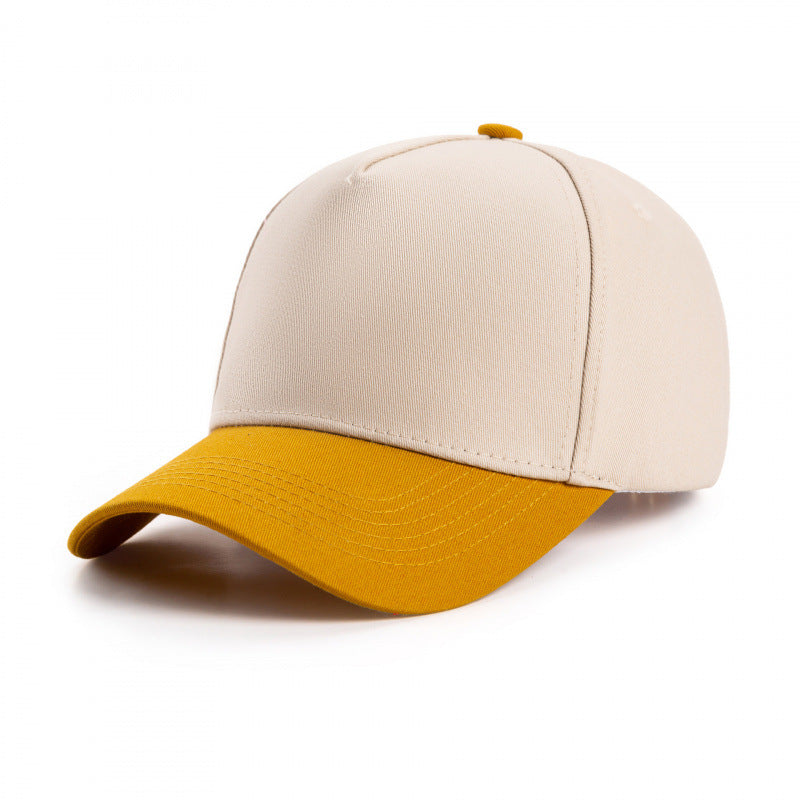 Contrast Brim Curved Visor Trucker Hat - Yellow