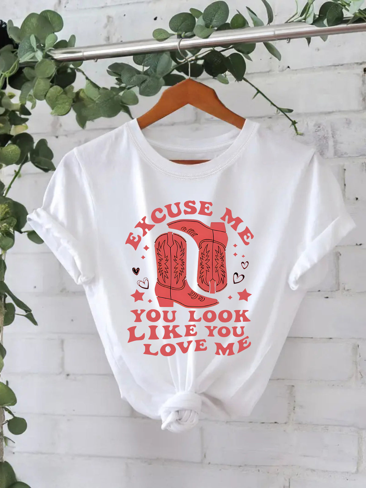 Retro Slogan Cowboy Boot Graphic Tee - White