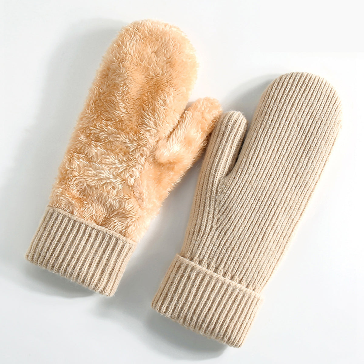 Cable Knit Plush Lined Winter Gloves - Color_01