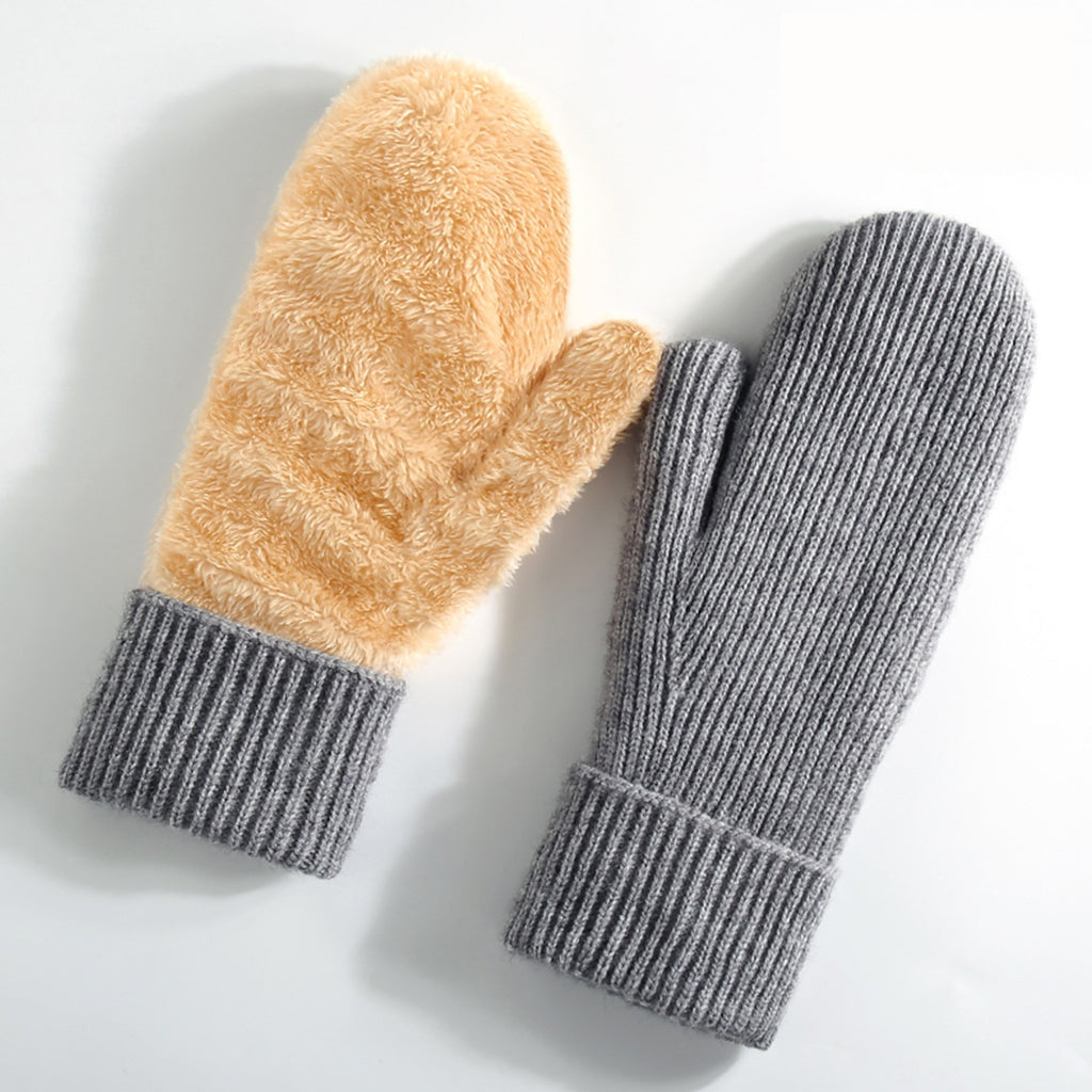 Cable Knit Plush Lined Winter Gloves - Color_02