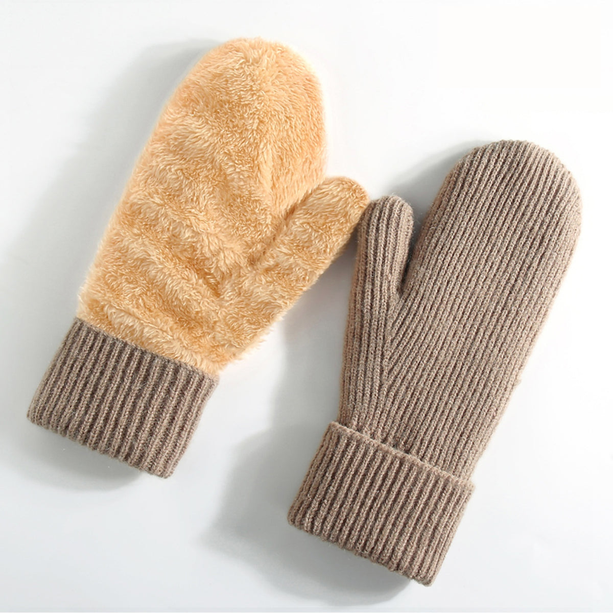 Cable Knit Plush Lined Winter Gloves - Color_03
