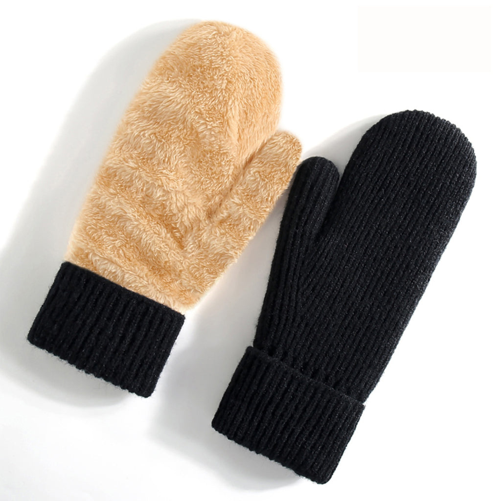 Cable Knit Plush Lined Winter Gloves - Color_04
