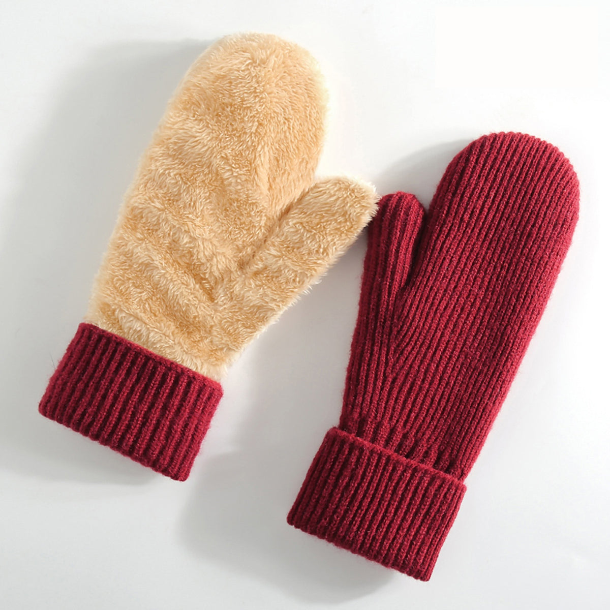 Cable Knit Plush Lined Winter Gloves - Color_05