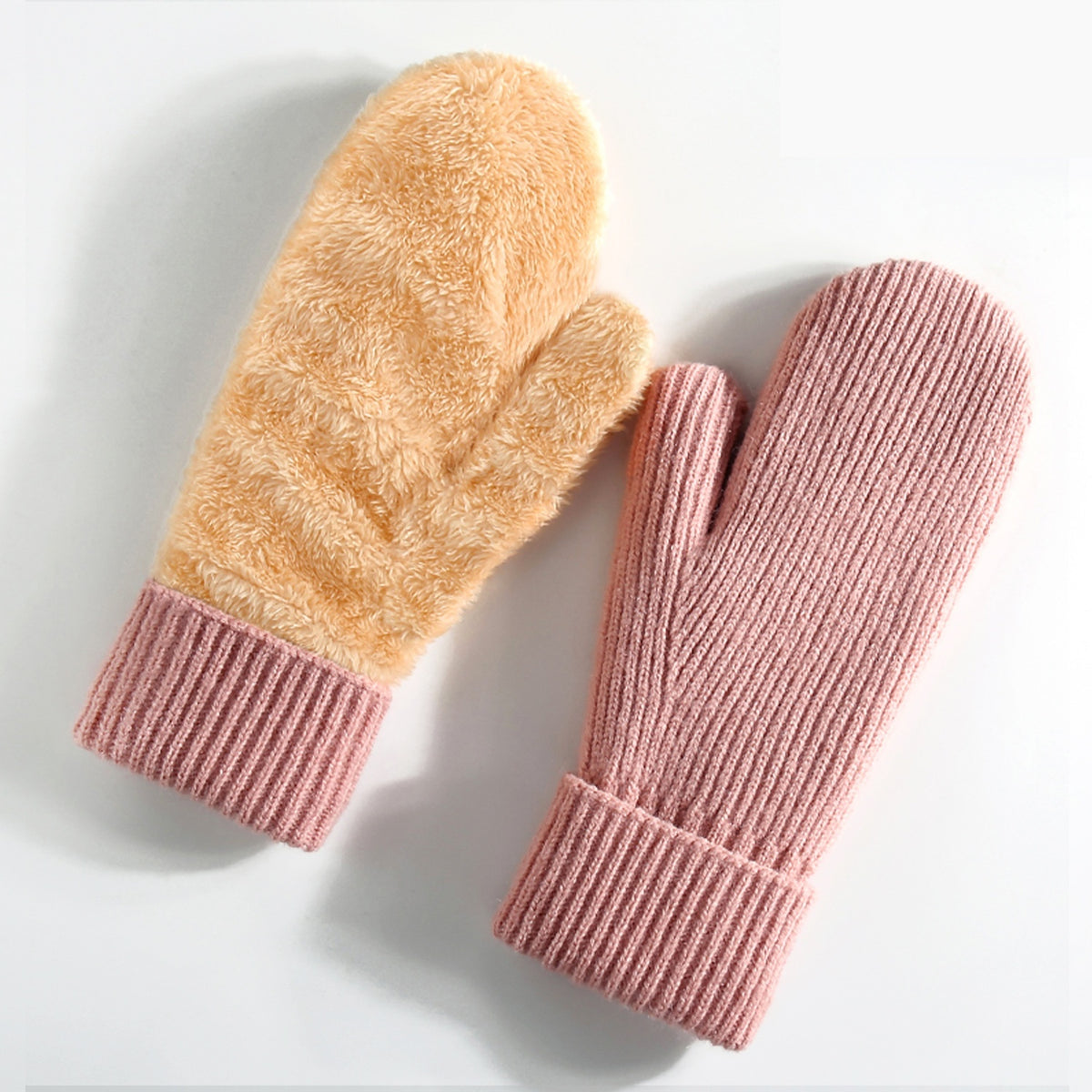 Cable Knit Plush Lined Winter Gloves - Color_06