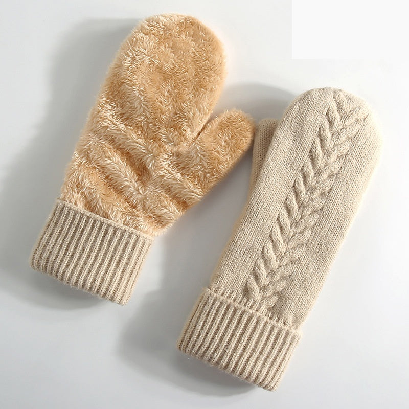 Cable Knit Plush Lined Winter Gloves - Color_07