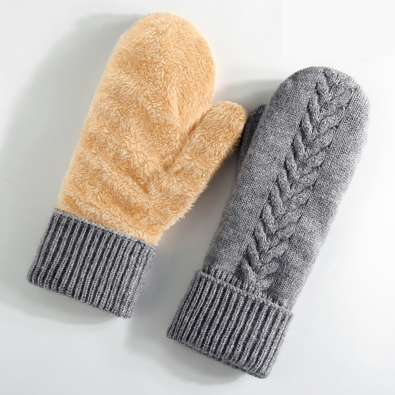 Cable Knit Plush Lined Winter Gloves - Color_08