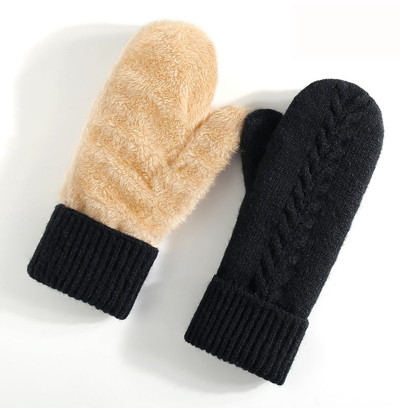 Cable Knit Plush Lined Winter Gloves - Color_09
