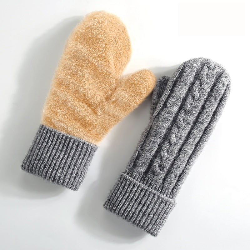 Cable Knit Plush Lined Winter Gloves - Color_15