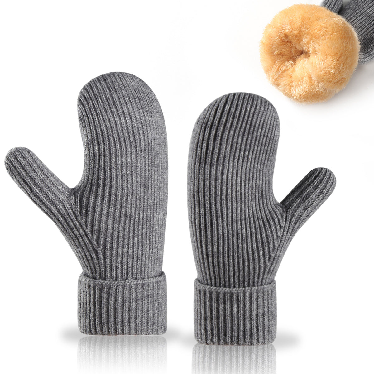 Cable Knit Plush Lined Winter Gloves
