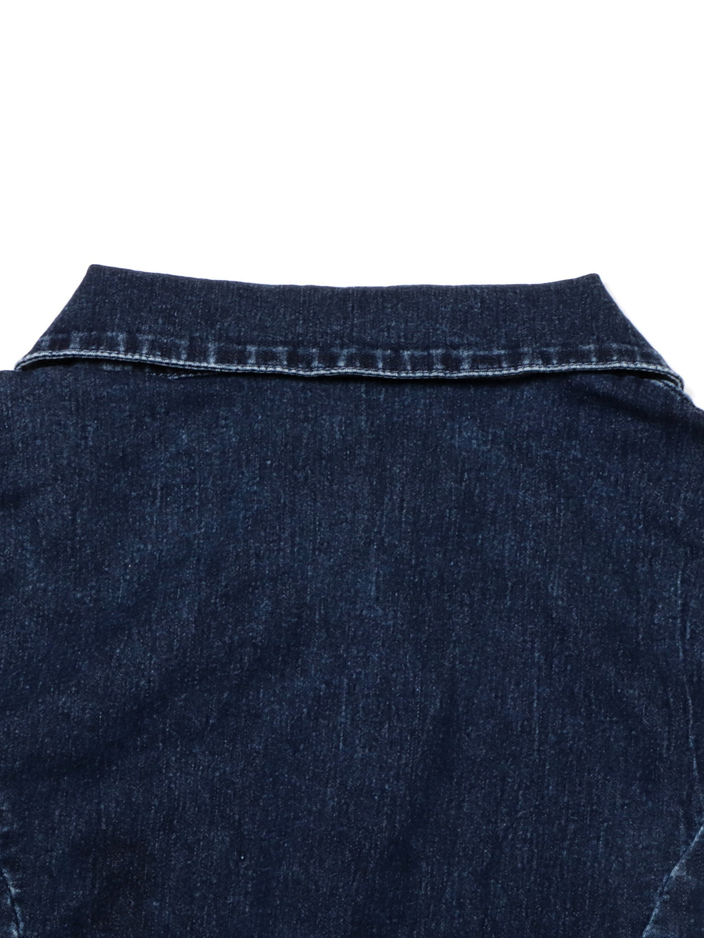 Denim Mini Shirt Dress With Patch Pockets - DarkBlue - 4
