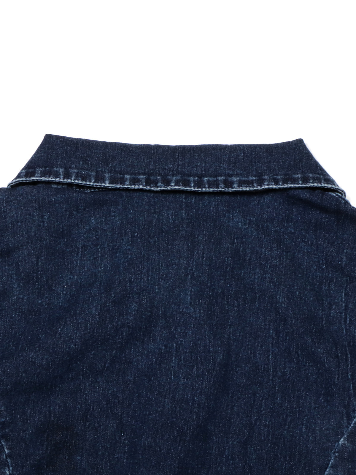 Denim Mini Shirt Dress With Patch Pockets - DarkBlue - 4