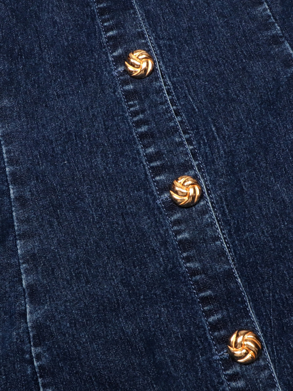 Denim Mini Shirt Dress With Patch Pockets - DarkBlue - 6