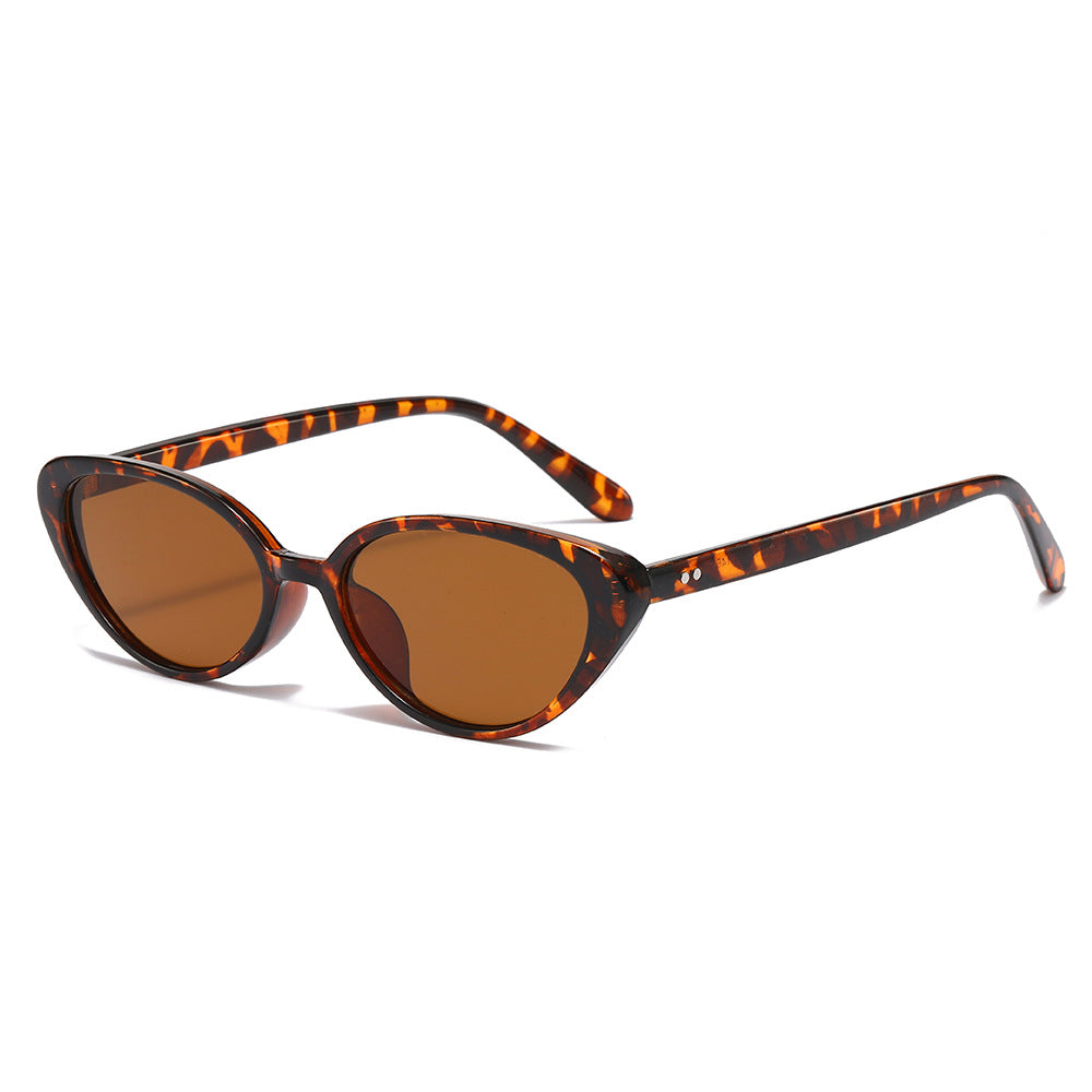Slim Cat Eye Retro Sunglasses - Leopard
