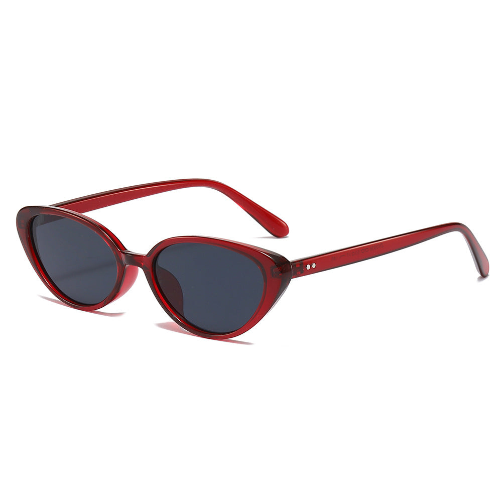 Slim Cat Eye Retro Sunglasses - Red