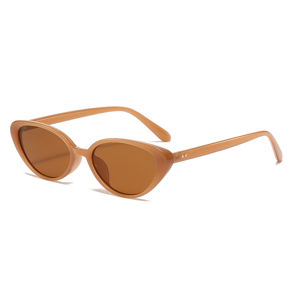 Slim Cat Eye Retro Sunglasses - Tea