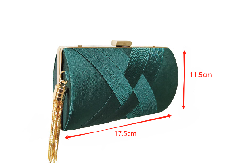 Woven Satin Hard Case Tassel Clutch - view 1