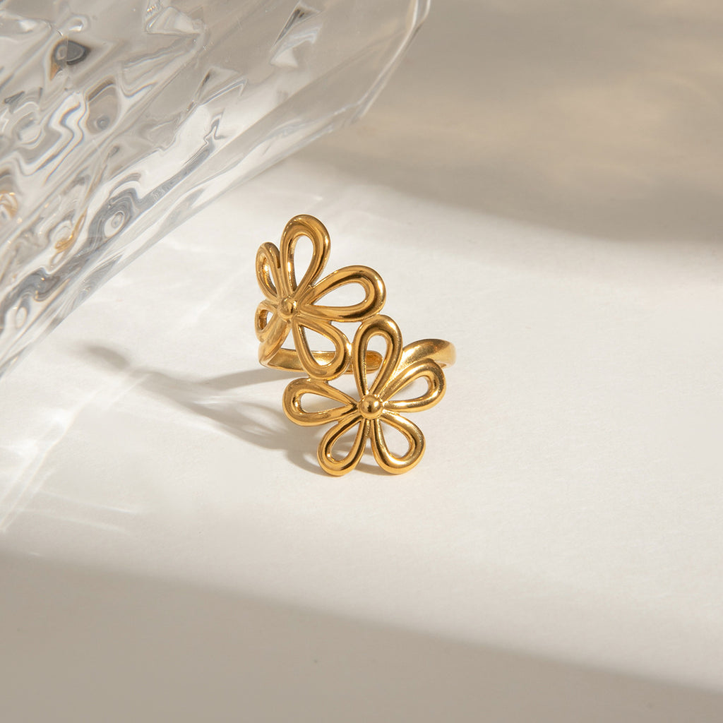 Openwork Daisy Wire Statement Ring - Gold - 1