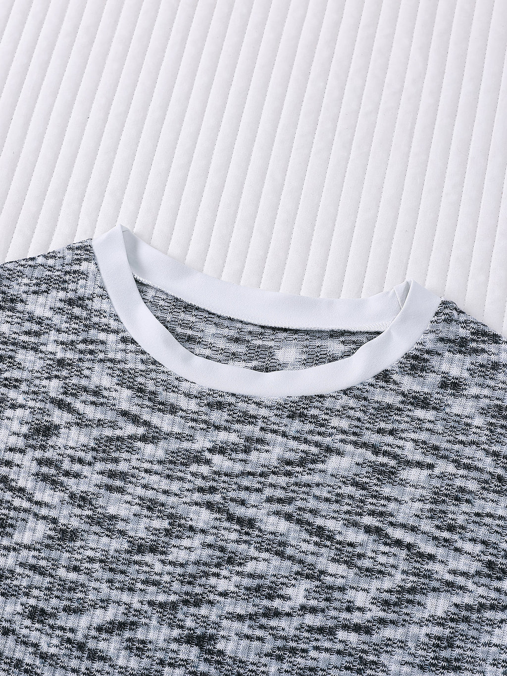 Space Dye Crop Tee And Shorts Set - Grey - 1