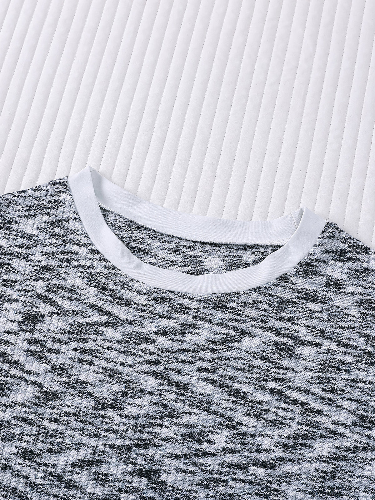 Space Dye Crop Tee And Shorts Set - Grey - 1
