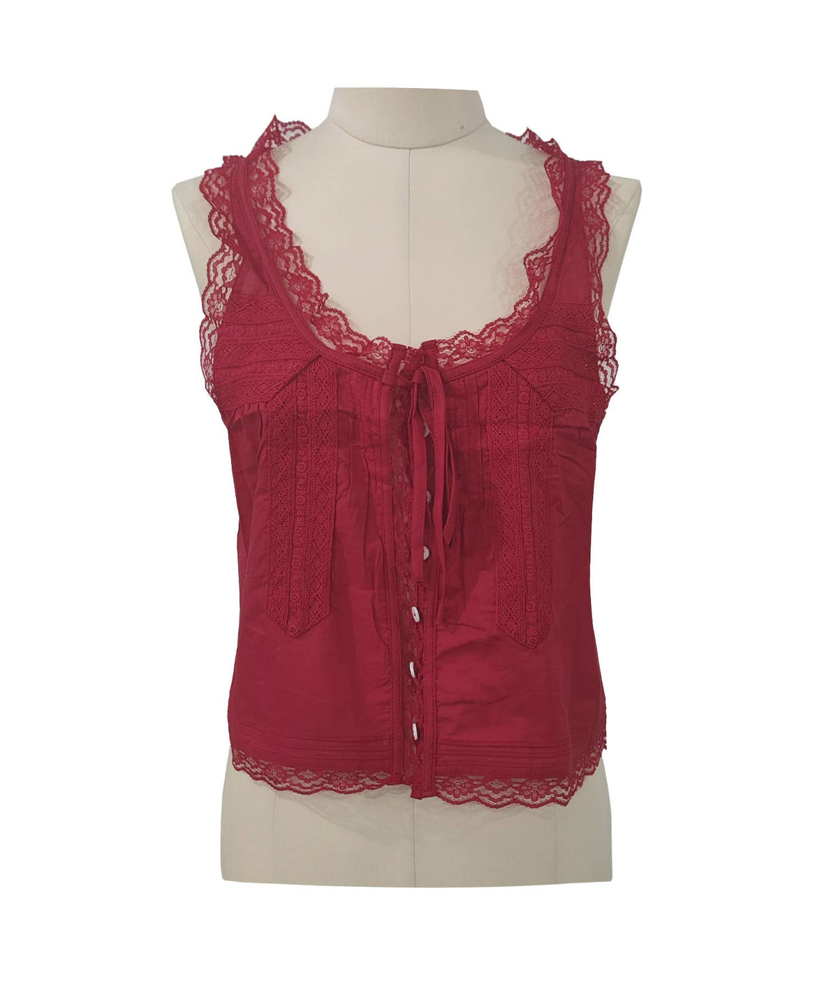 Lace Trim Button Front Boho Camisole