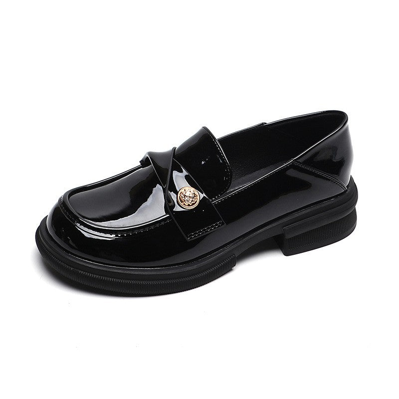 Coin Detail Chunky Platform Loafers - Patent Black