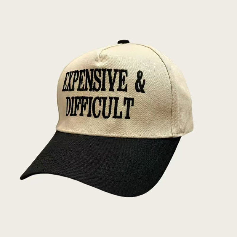 Embroidered Statement Colorblock Baseball Cap - Black