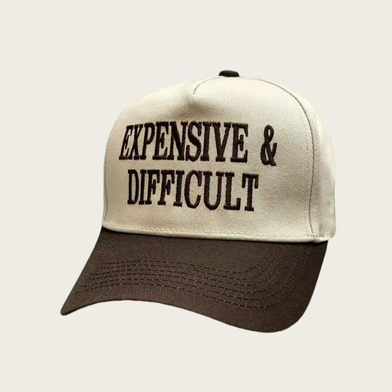 Embroidered Statement Colorblock Baseball Cap - Brown
