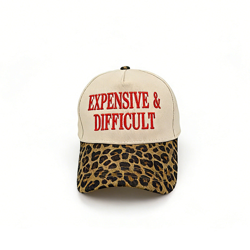 Embroidered Statement Colorblock Baseball Cap - Leopard