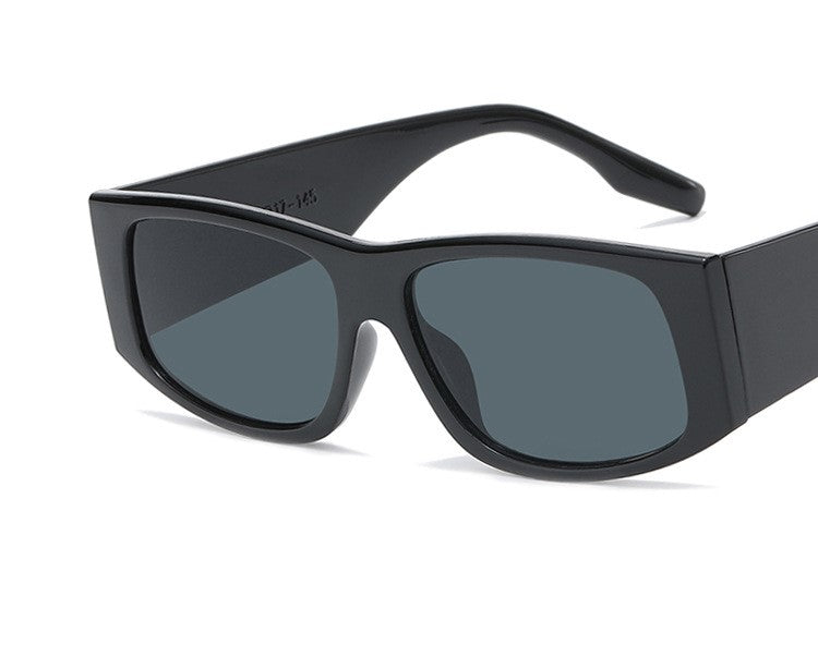 Thick Rim Rectangle Wrap Sunglasses - NO01