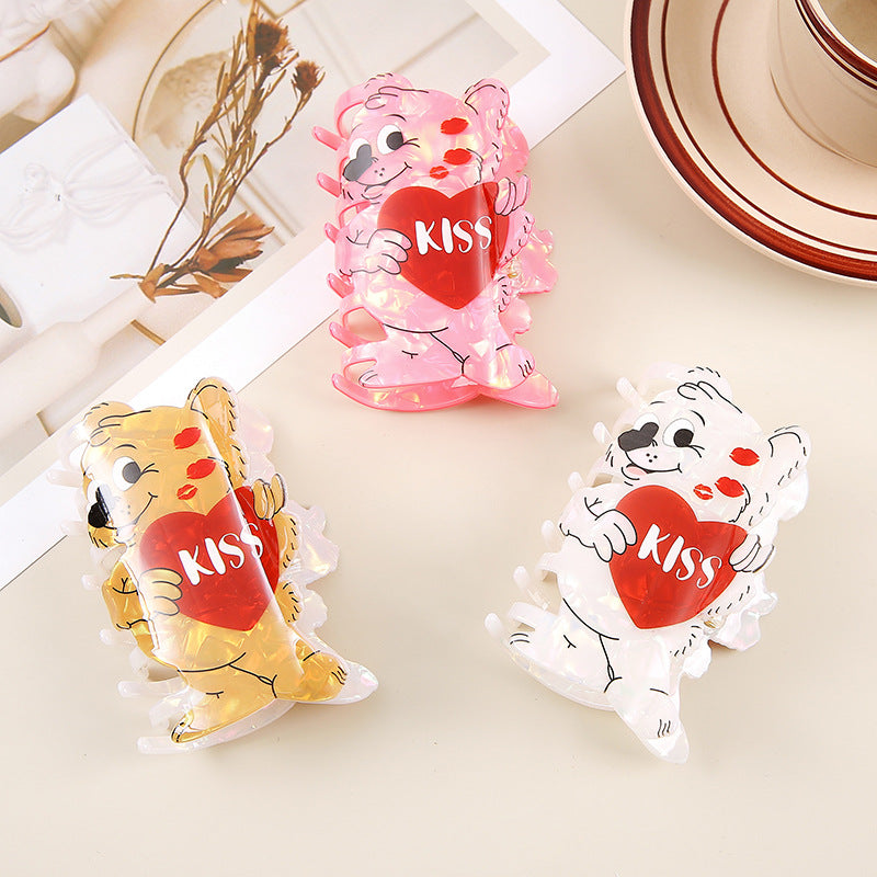 Cartoon Bear Heart Claw Clip