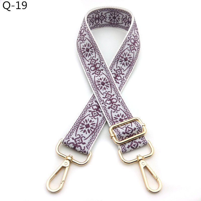 Floral Embroidered Adjustable Handbag Shoulder Strap - Color_19