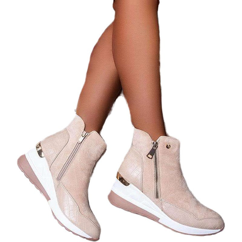 Hidden Wedge Side Zip Sneaker Ankle Boots