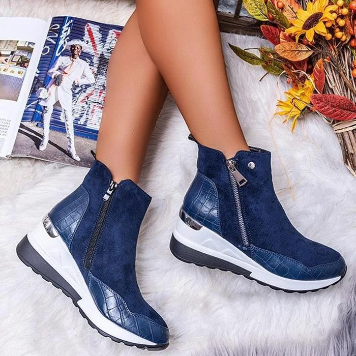 Hidden Wedge Side Zip Sneaker Ankle Boots