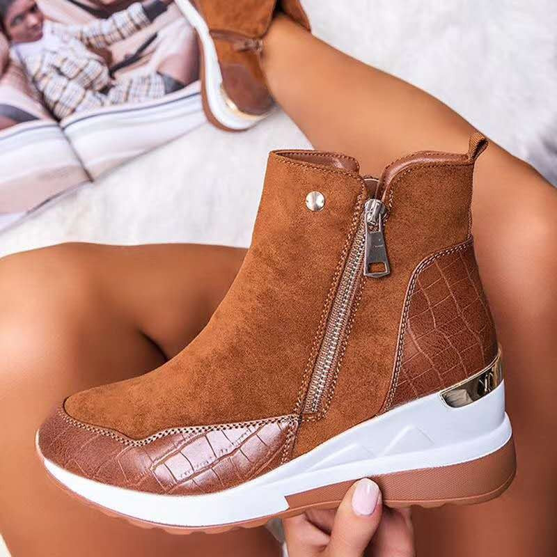Hidden Wedge Side Zip Sneaker Ankle Boots