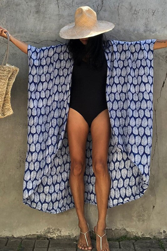 Tie Dye Print Open Front Long Kimono - Be-Leave