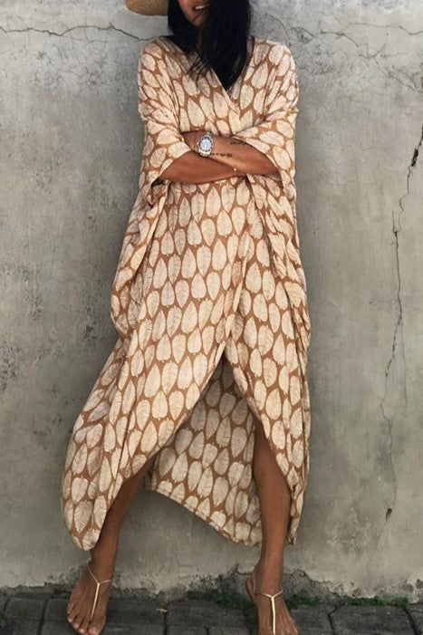Tie Dye Print Open Front Long Kimono - Bg-leave