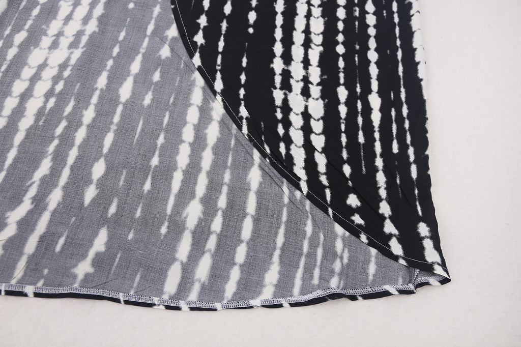 Tie Dye Print Open Front Long Kimono - Black - 6